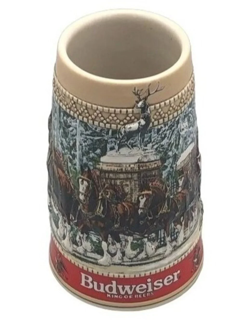 Budweiser clydesdales Christmas collector mug stine 6.5